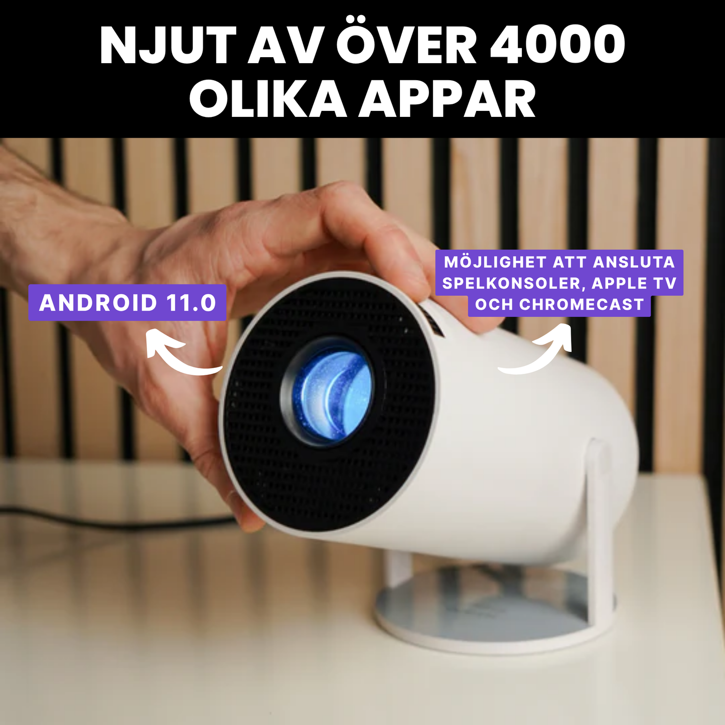 ScandiCast™ Projektor - WiFi & Bluetooth med 4K HD Support