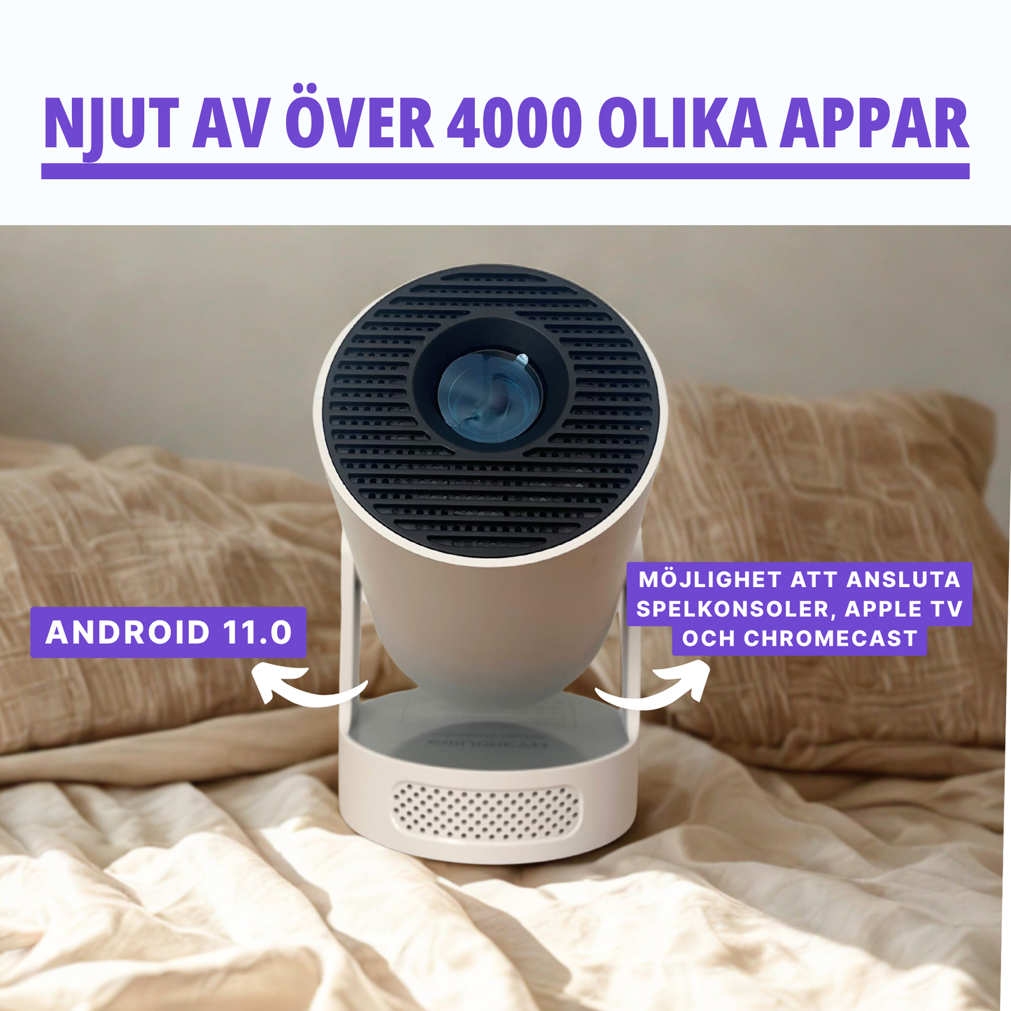 ScandiCast 2.0™ Smart Projektor - WiFi & Bluetooth med 4K HD Support